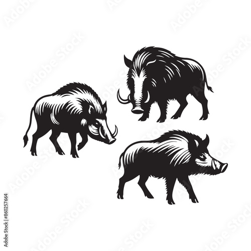 Modern boar silhouette for digital and print media - wildlife vector - boar black vector
