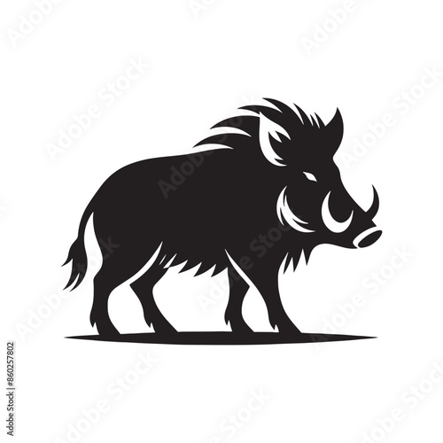 Simplistic boar silhouette for various design applications - wildlife vector - boar black vector
