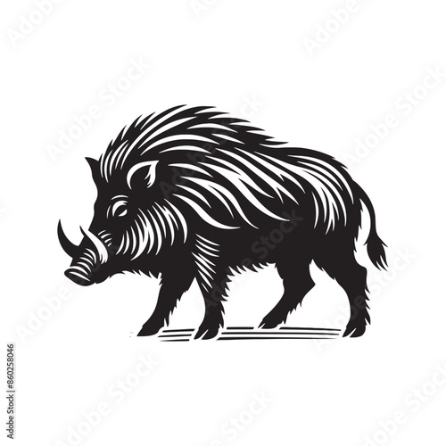 Captivating boar silhouette in a sleek design - boar illustration - minimallest boar vector
