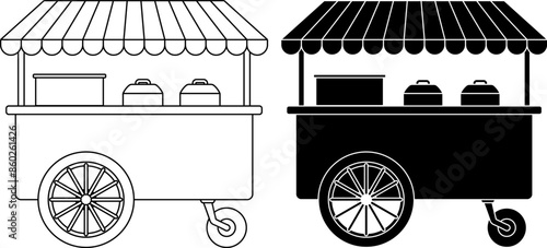 side view Food Cart icon set