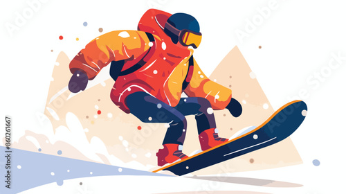 Man snowboarding. Drawn in chalk icon. flat vector style