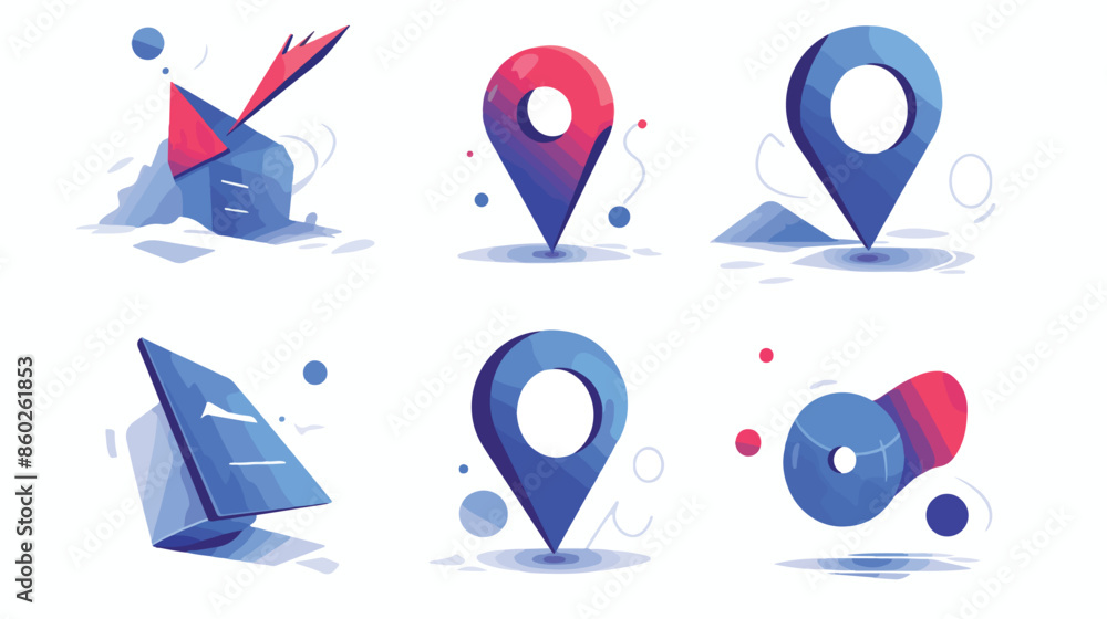Map pointer 3d pin. Location symbols vector set Map pointer 3d pin. Location symbols vector set