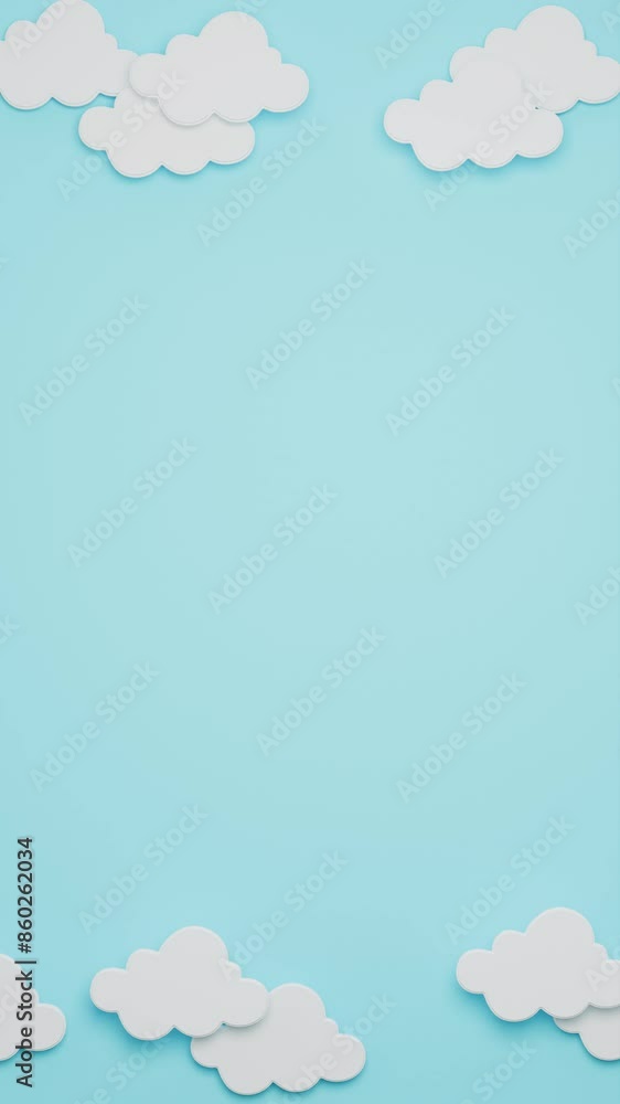3d cloud cartoon blue background animation vertical video 3d cloud cartoon blue background animation vertical video