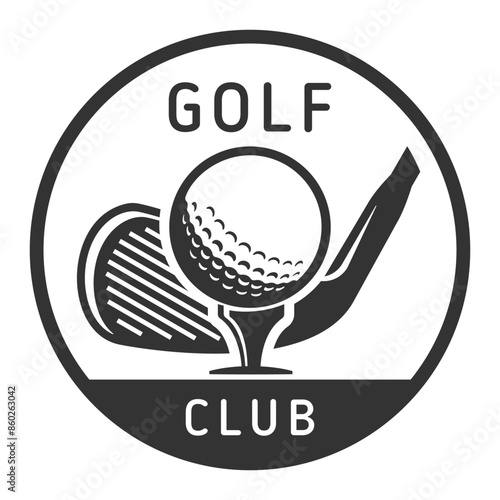 Golf Club Logo With a Golf Ball on a Tee and a Club Behind It