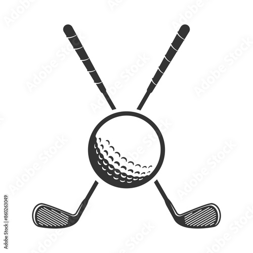 Golf Logo With Crossed Golf Clubs and a Ball