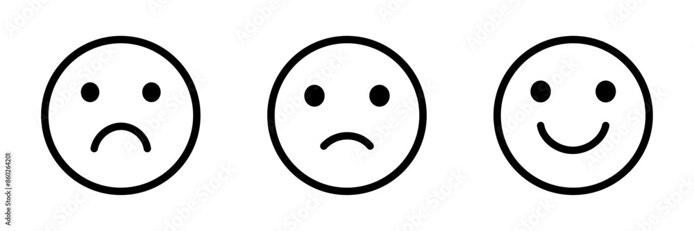 Rating emoji icon set. Face smile icon positive, negative neutral opinion vector signs symbol. Set of feedback rating emoji good, average and excellent vector illustration. Flat design. Rating emoji icon set. Face smile icon positive, negative neutral opinion vector signs symbol. Set of feedback rating emoji good, average and excellent vector illustration. Flat design.