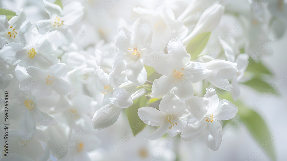 Jasmine white flowers Floral spring background Closeup Nature : Generative AI Jasmine white flowers Floral spring background Closeup Nature : Generative AI