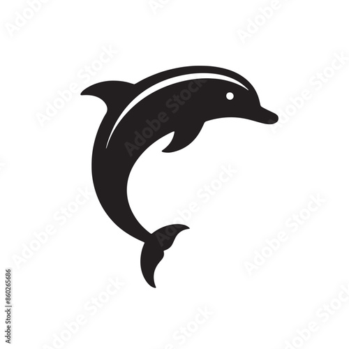 Bottlenose dolphin silhouette for different artistic endeavors - minimallest dolphin vector
