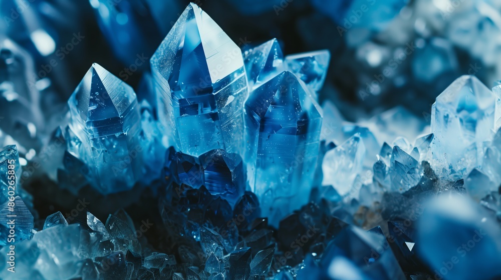 Close Up View of Natural Blue Crystal Formations in Detail Close Up View of Natural Blue Crystal Formations in Detail