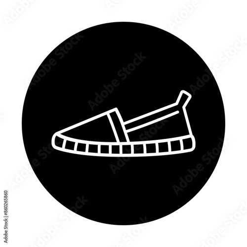 Fabric espadrilles shoes black line icon. Summer clothes.