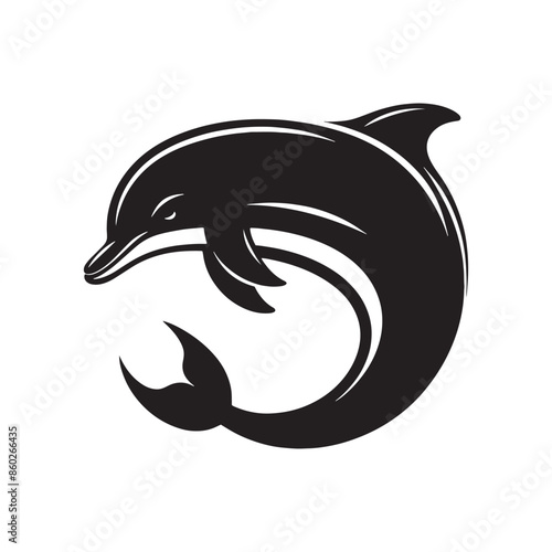 Clean bottlenose dolphin silhouette for print and digital media - sea life vector - dolphin black vector
