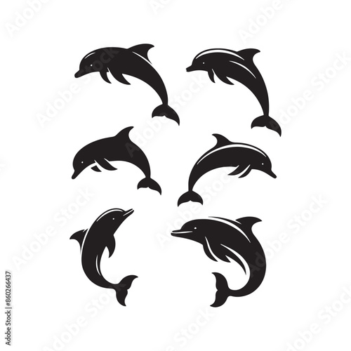 Bottlenose dolphin silhouette for versatile use in art - minimallest dolphin vector
