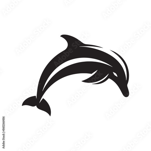 Bottlenose dolphin silhouette for various creative ideas - minimallest dolphin vector
