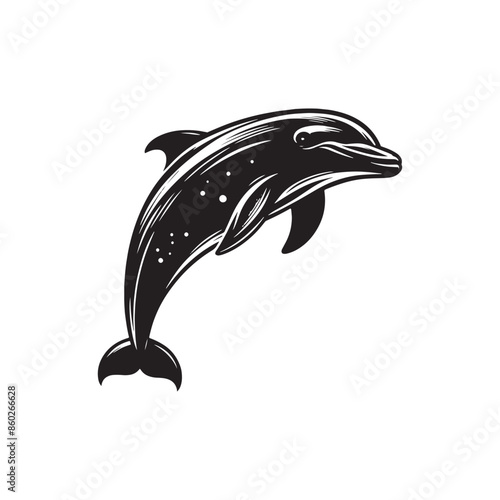 Bottlenose dolphin silhouette in a clean and clear design - minimallest dolphin vector
