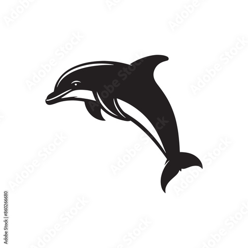 Bottlenose dolphin silhouette for design projects - sea life vector - dolphin black vector
