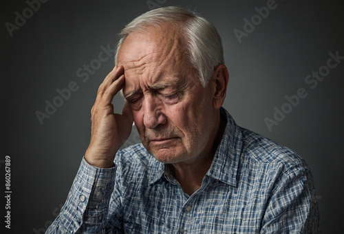 senior man with headache