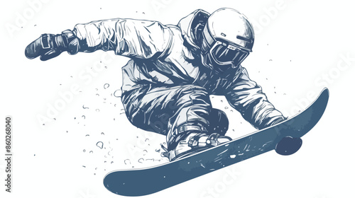 Man snowboarding. Drawn in chalk icon. flat vector style