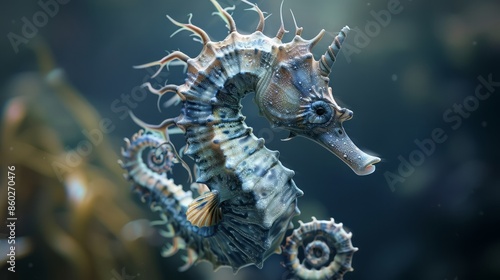 Create a seahorse that is swimming freely., AI Generative photo