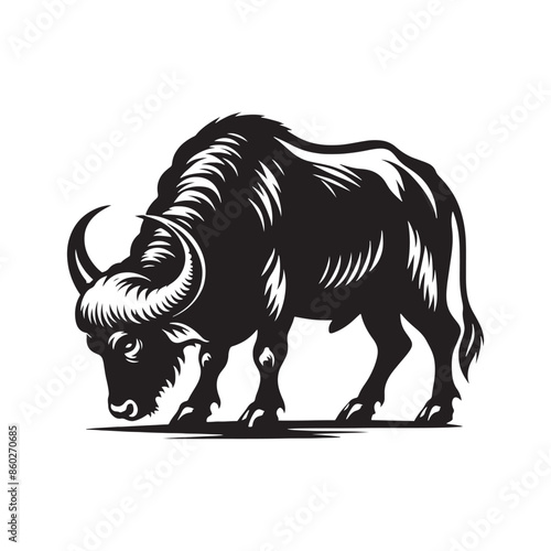 Buffalo silhouette for artistic expression - Buffalo black vector
