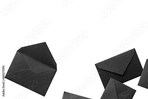 Decorative frames interspersed with several cute little gray or black envelopes that sparkle and shine