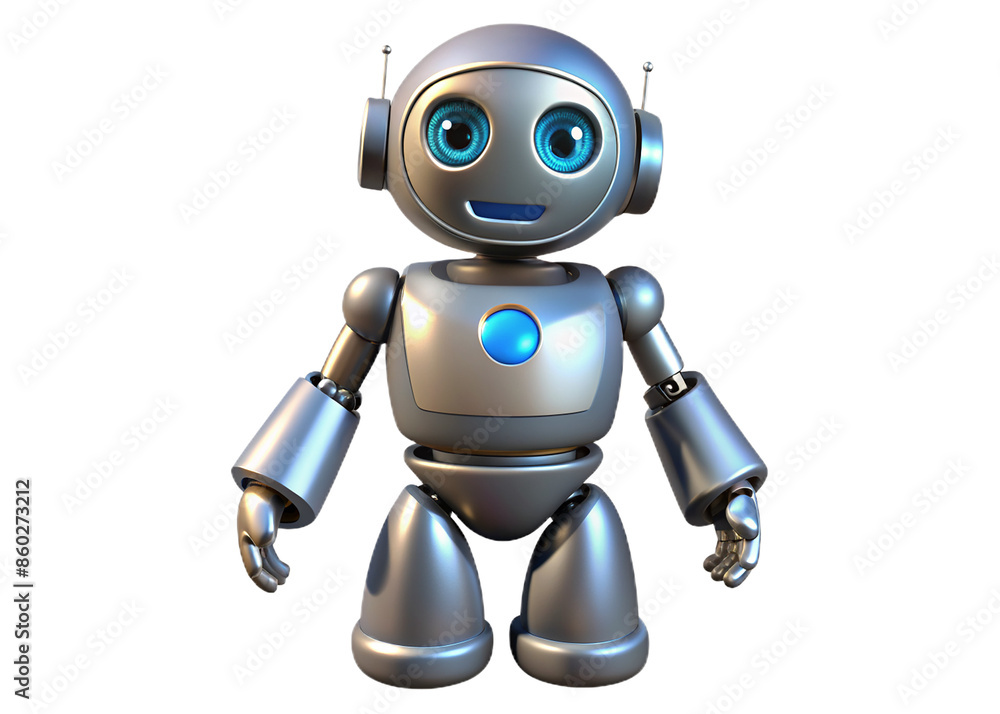 blue robot android on white background. blue robot android on white background.