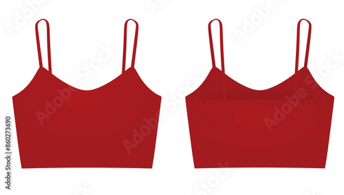Red crop sleeveless t shirt. vector illustration