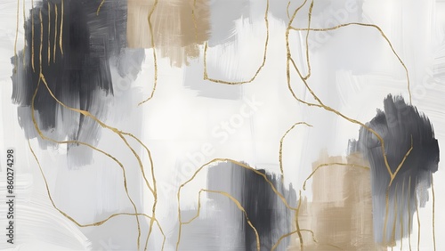 Abstract oil painting technique. flowers, leaves. The future is stylish on paper. Luminous golden texture. Prints, wall papers, posters, cards, murals, carpets, decorations, wall paintings, posters.