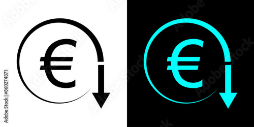 Euro Decrease icon. Decrease Euro symbol.