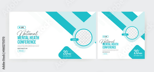 Mental Health webinar poster design great for social media post template. Modern and minimalist elegant mental health editable design. Vector illustration.