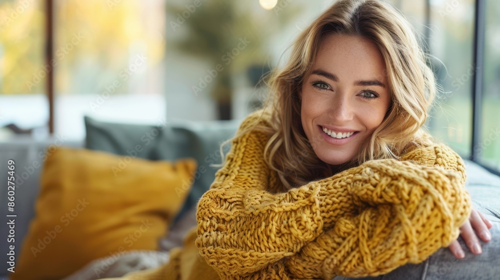 The woman in a yellow sweater The woman in a yellow sweater