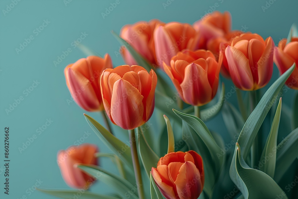 A bunch of orange tulips in a vase A bunch of orange tulips in a vase