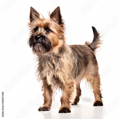 Cairn terrier dog breed standing against white background, AI Generated © Toseef
