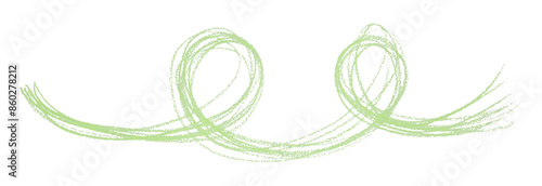 Green pencil strokes isolated on transparent background.