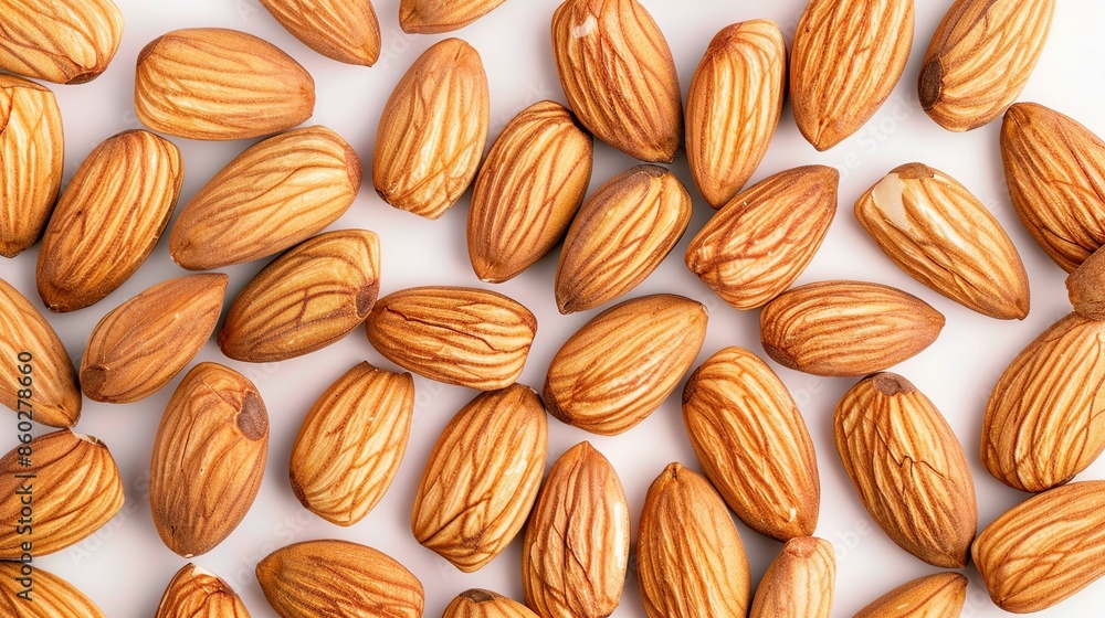 Close-up of Almonds on a White Background Close-up of Almonds on a White Background