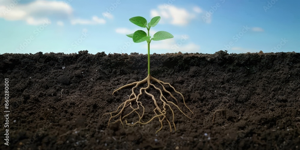 Fototapeta premium A Small Sprout Breaking Through the Soil