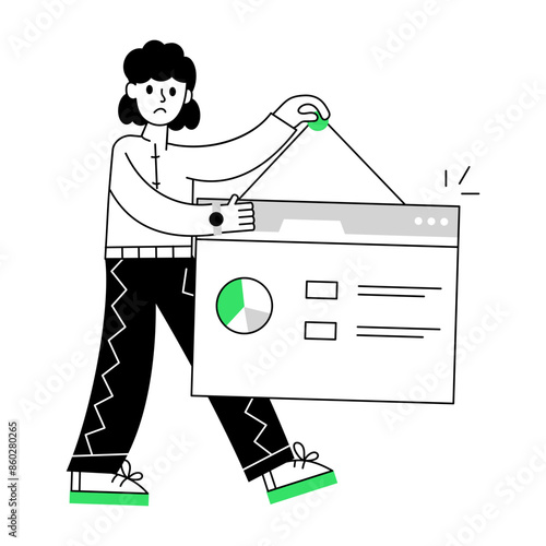 Character based outline mini illustration of online result 

