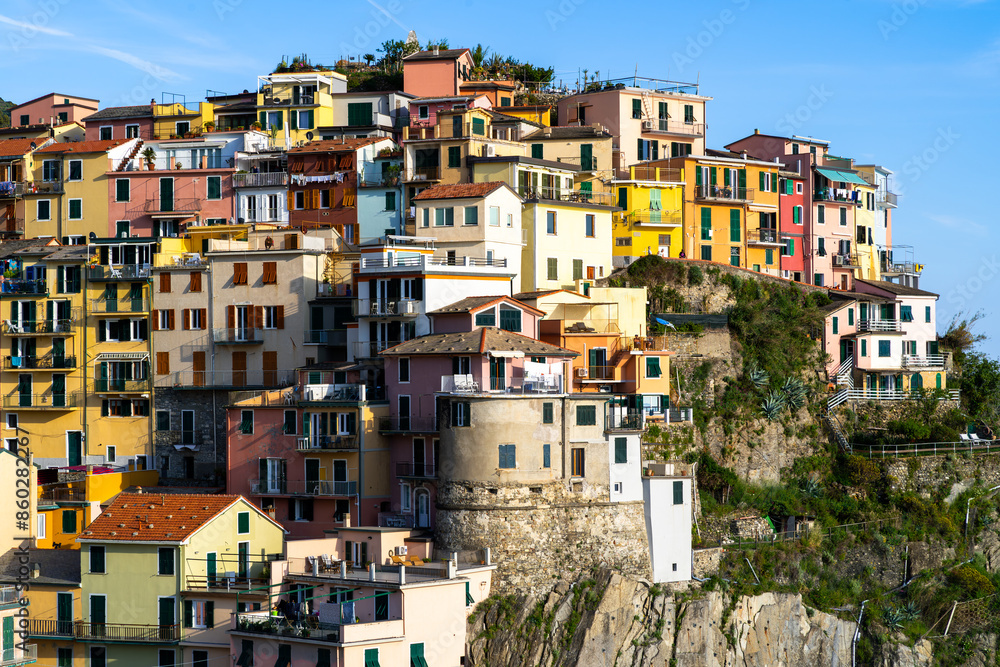 View of Manarola, Italy from the cinque terra in May View of Manarola, Italy from the cinque terra in May