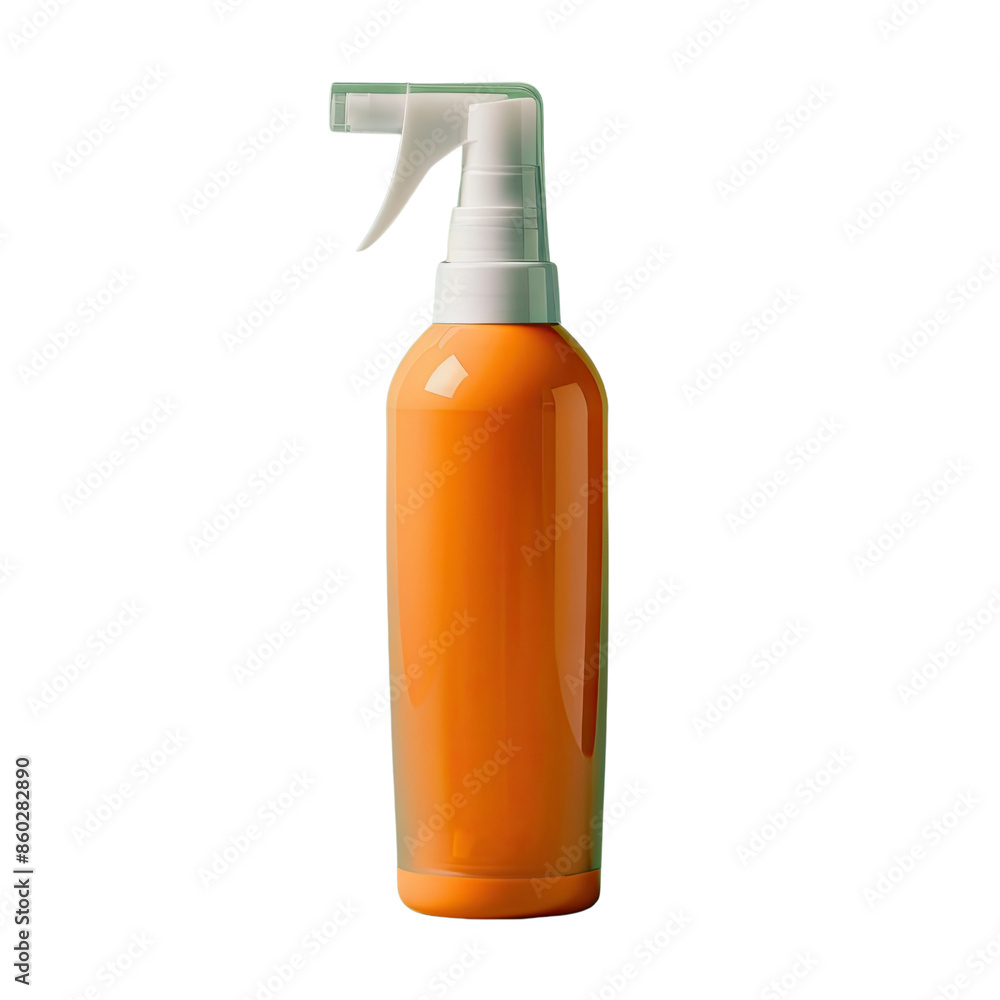 Bright orange spray bottle with a white spray nozzle, perfect for cleaning, gardening, or hair care. Simple design on a transparent background. Bright orange spray bottle with a white spray nozzle, perfect for cleaning, gardening, or hair care. Simple design on a transparent background.
