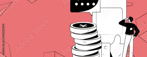 Virtual characters social communication concept business flat vector hand drawn illustration
