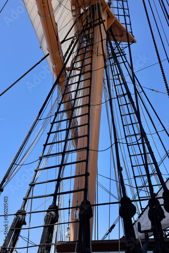 rigging of a vintage sailing ship