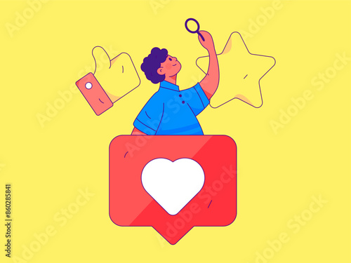 Virtual characters social communication concept business flat vector hand drawn illustration
