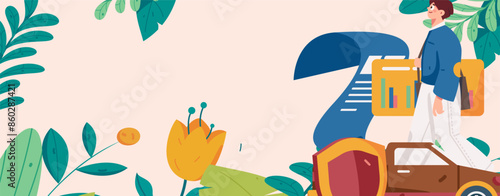 Buy insurance for car flat character vector concept operation illustration
