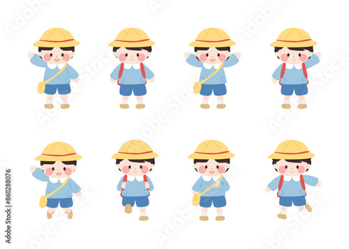 Set of a cute japanese student