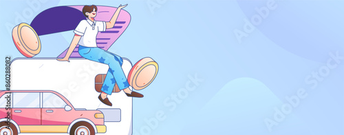 Buy insurance for car flat character vector concept operation illustration
