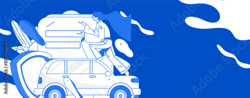 Buy insurance for car flat character vector concept operation illustration
