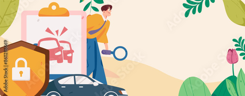 Buy insurance for car flat character vector concept operation illustration
