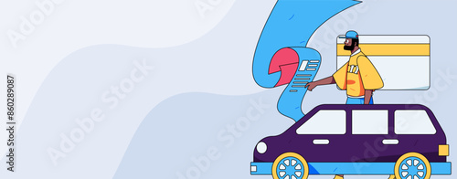 Buy insurance for car flat character vector concept operation illustration
