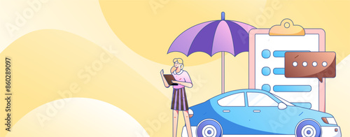 Buy insurance for car flat character vector concept operation illustration
