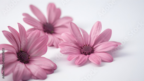 pink daisies on a white isolated background : Generative AI