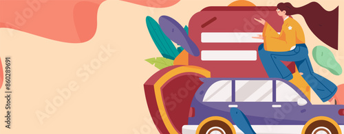 Buy insurance for car flat character vector concept operation illustration
